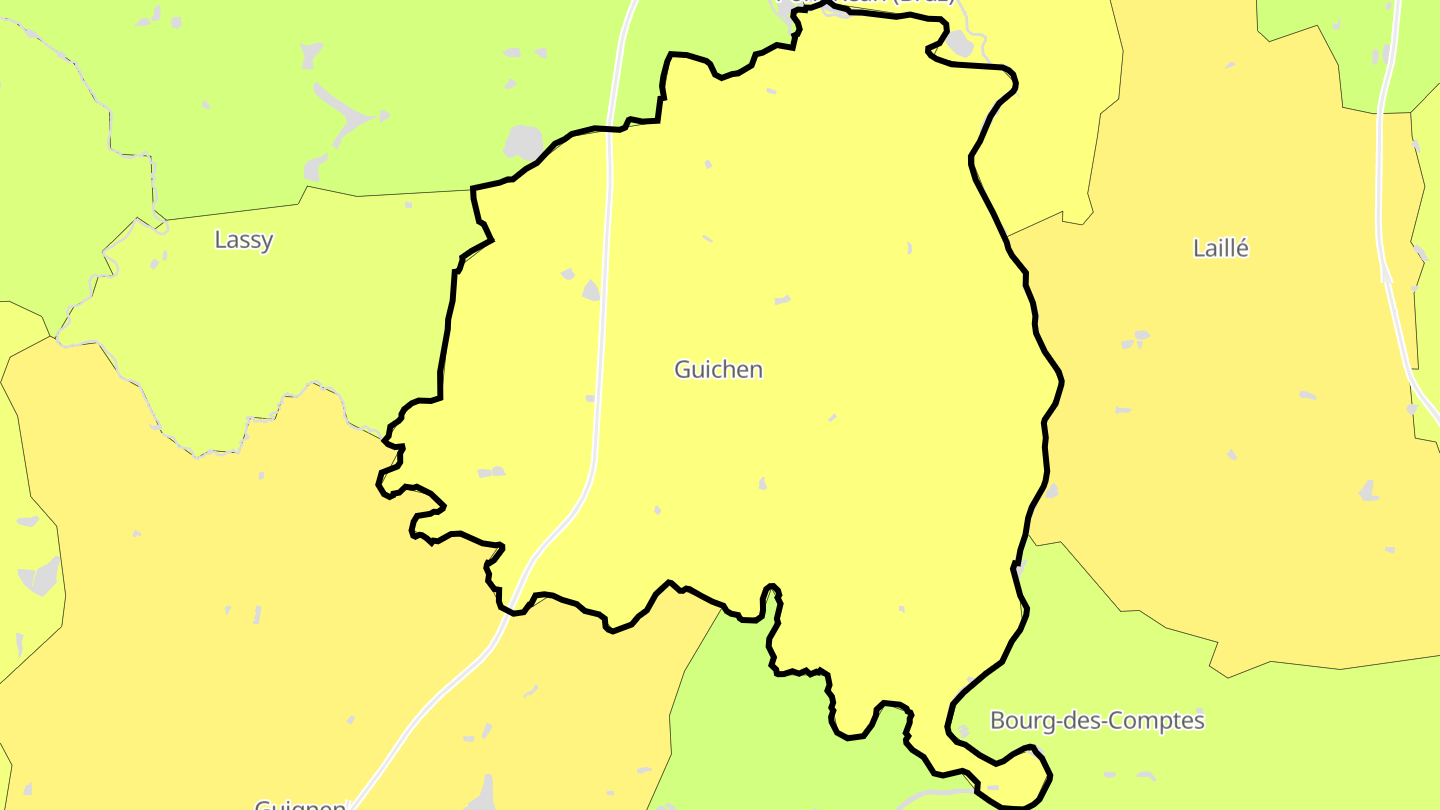 Carte des prix de l'immobilier Guichen