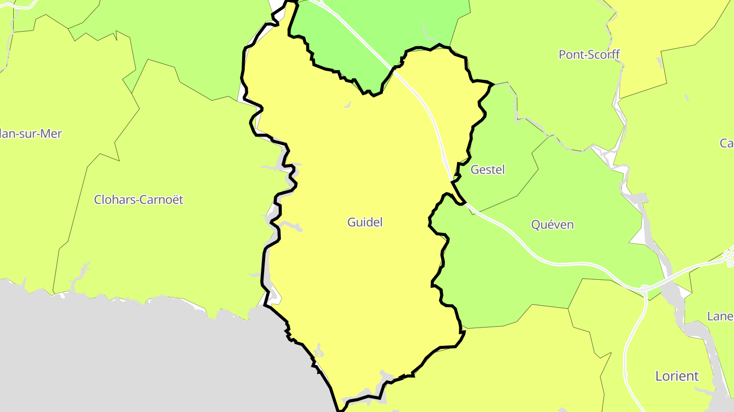 Carte des prix de l'immobilier Guidel