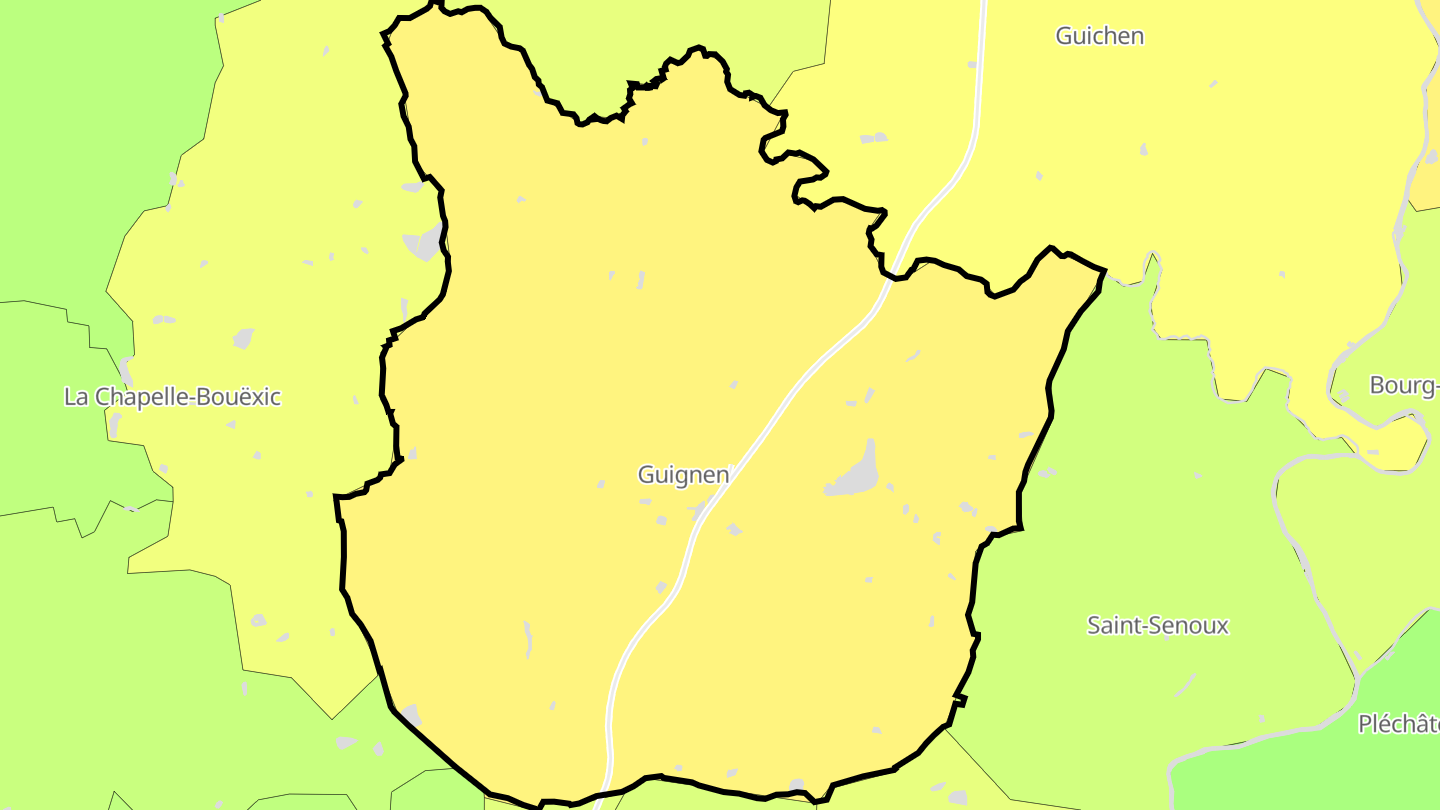 Carte des prix de l'immobilier Guignen