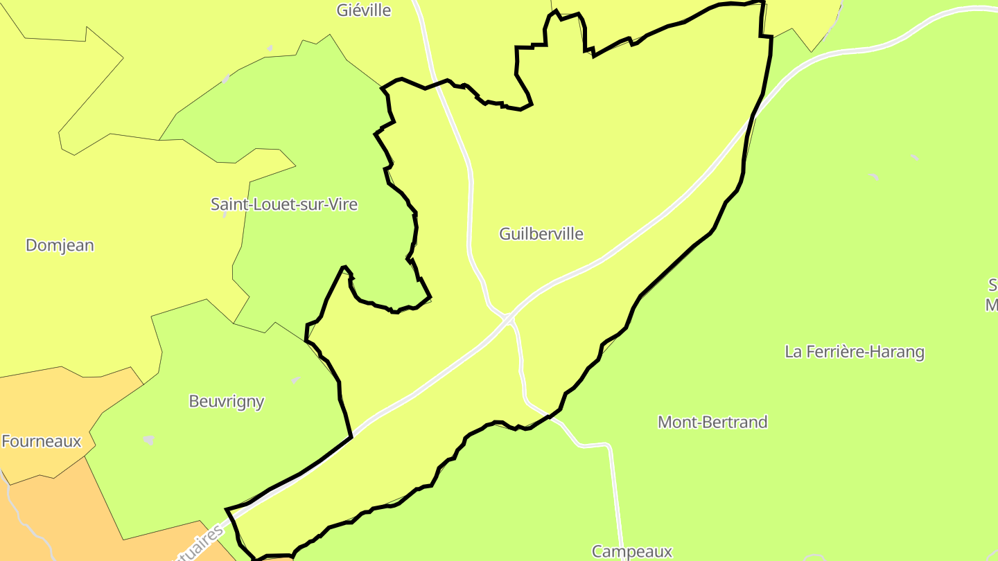 Carte des prix de l'immobilier Guilberville