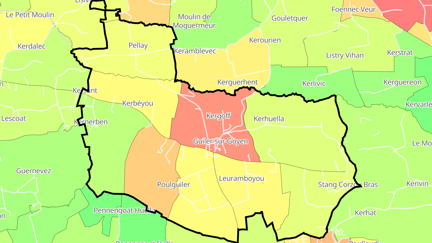 Carte des prix de l'immobilier Guiler-sur-Goyen