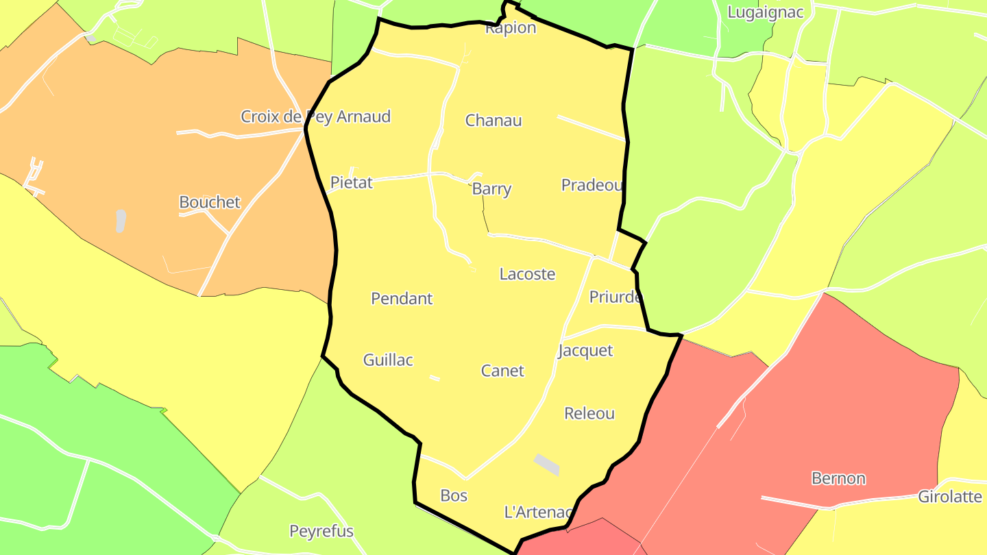 Carte des prix de l'immobilier Guillac