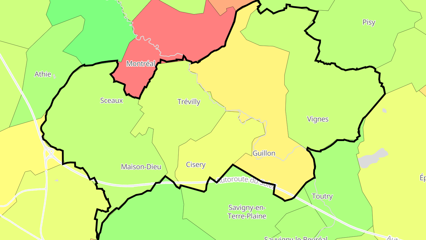 Carte des prix de l'immobilier Guillon-Terre-Plaine