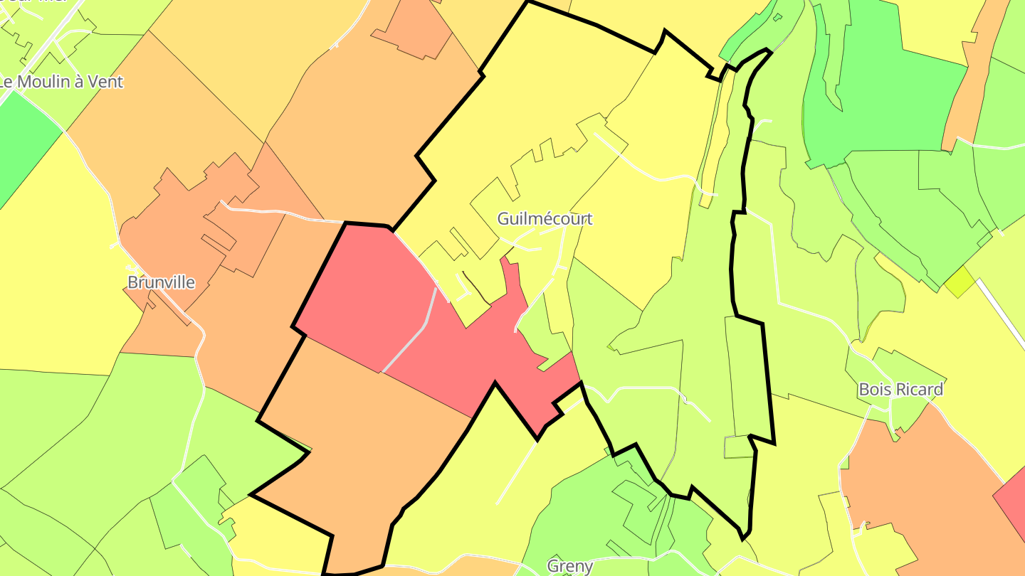 Carte des prix de l'immobilier Guilmécourt