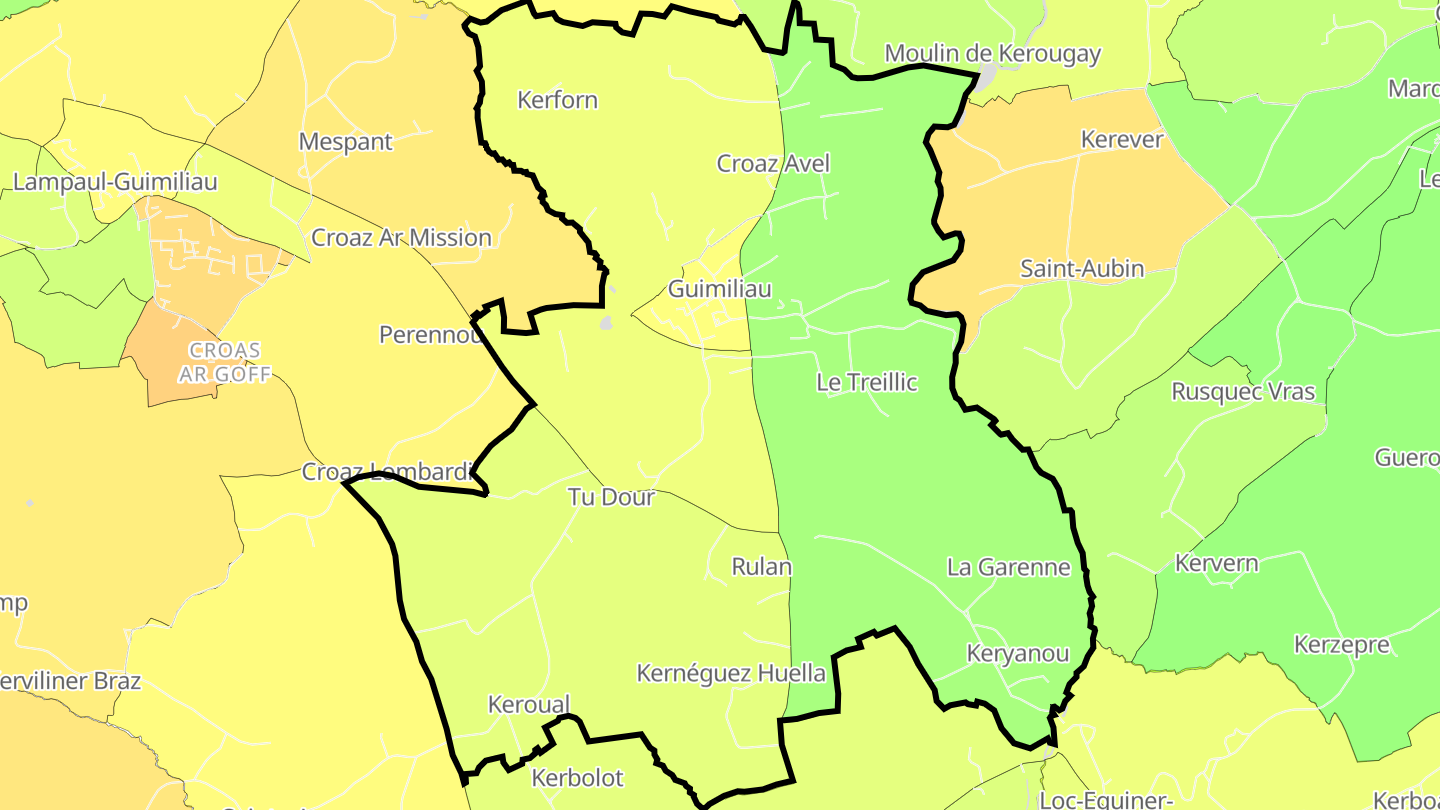 Carte des prix de l'immobilier Guimiliau