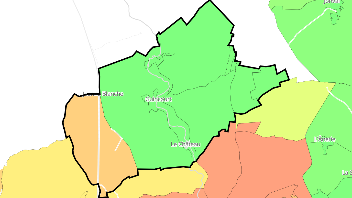 Carte des prix de l'immobilier Guincourt