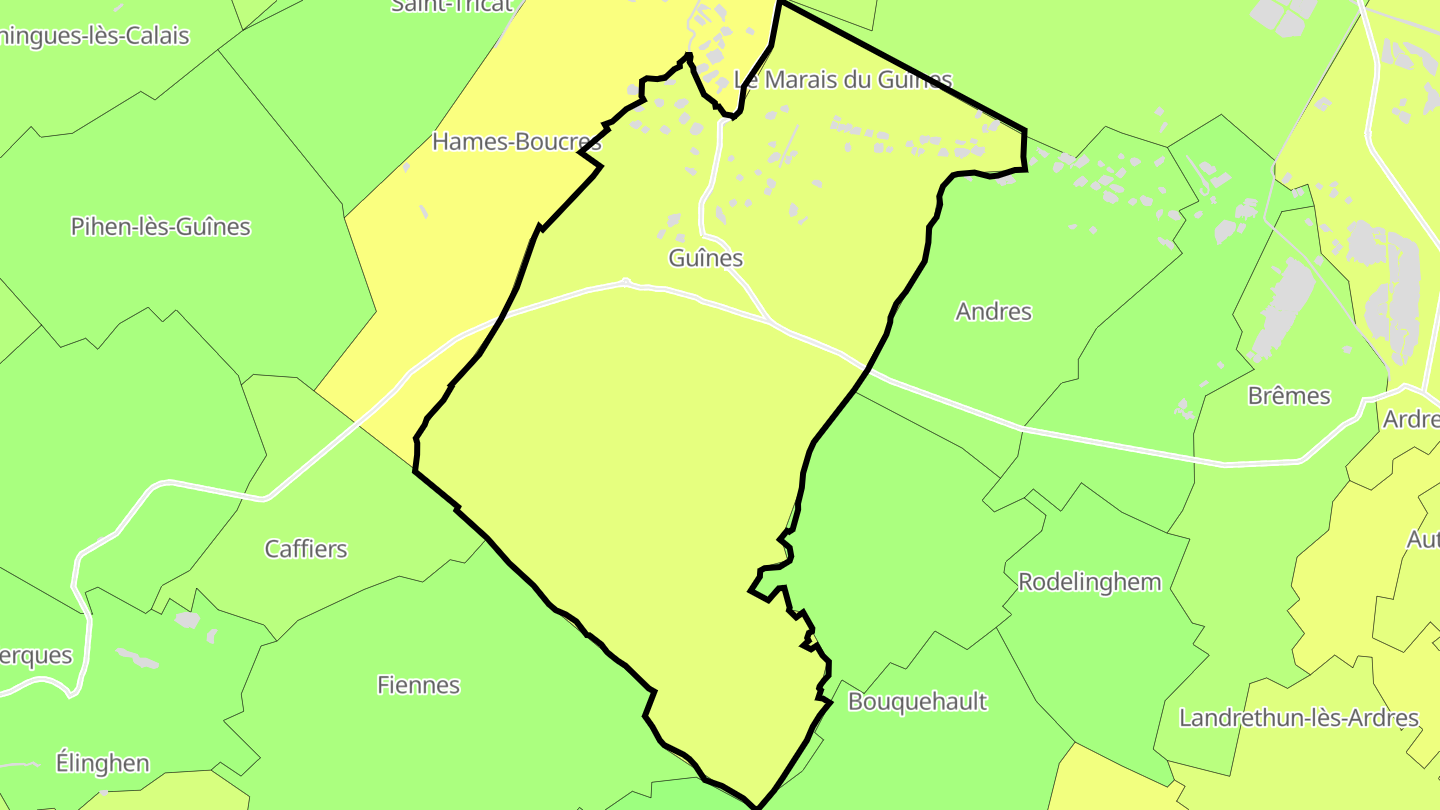 Carte des prix de l'immobilier Guînes