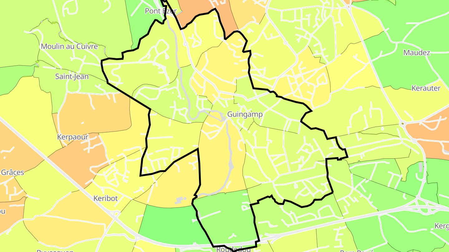 Carte des prix de l'immobilier Guingamp