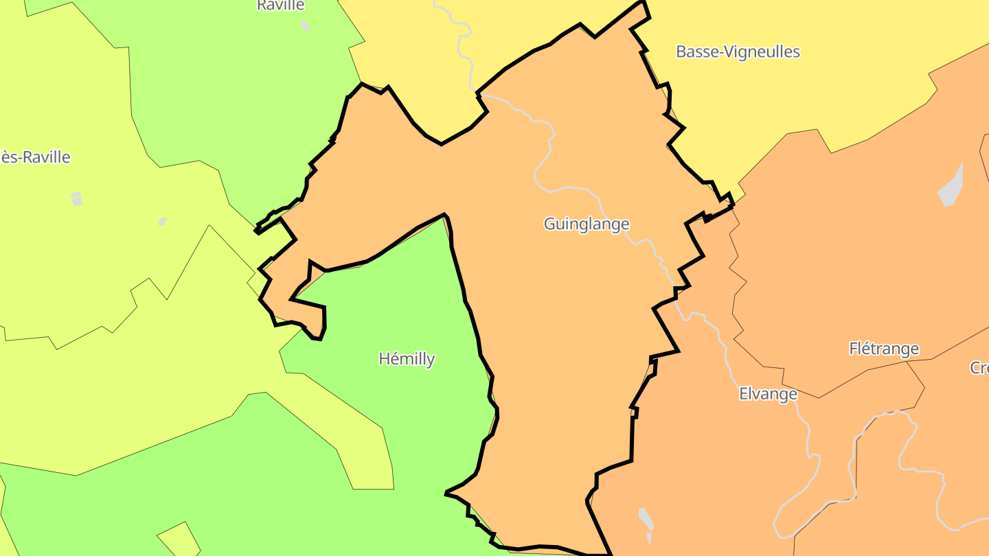 Carte des prix de l'immobilier Guinglange