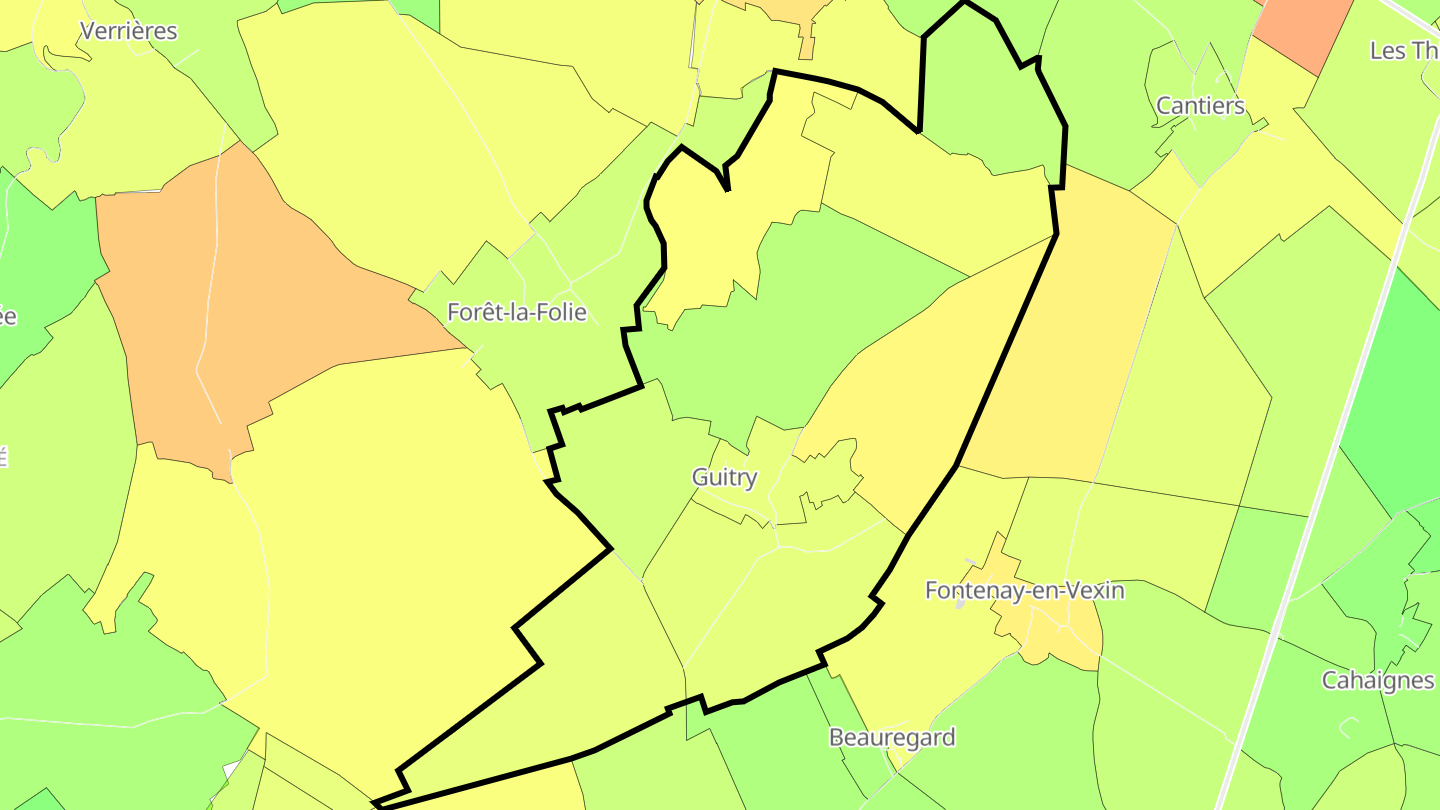 Carte des prix de l'immobilier Guitry