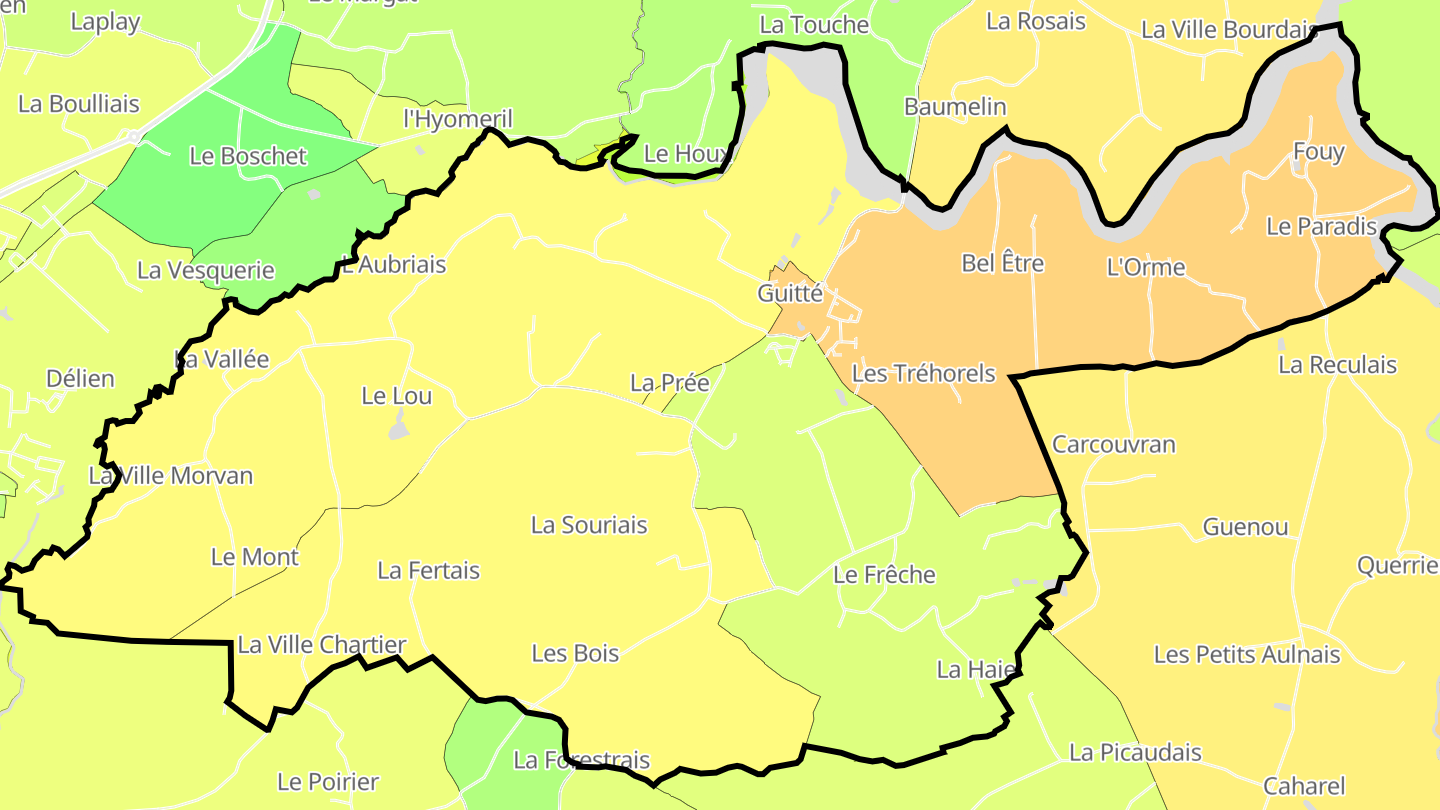 Carte des prix de l'immobilier Guitté