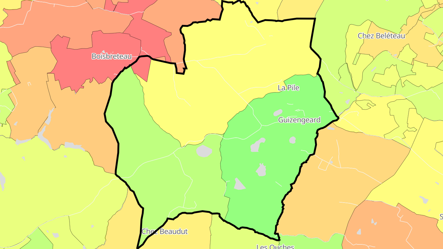 Carte des prix de l'immobilier Guizengeard