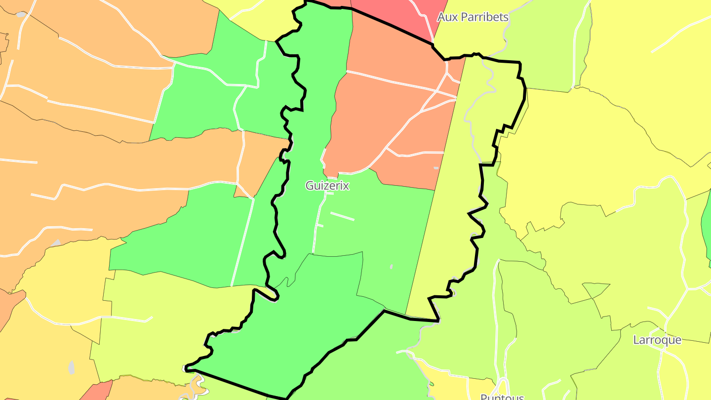 Carte des prix de l'immobilier Guizerix