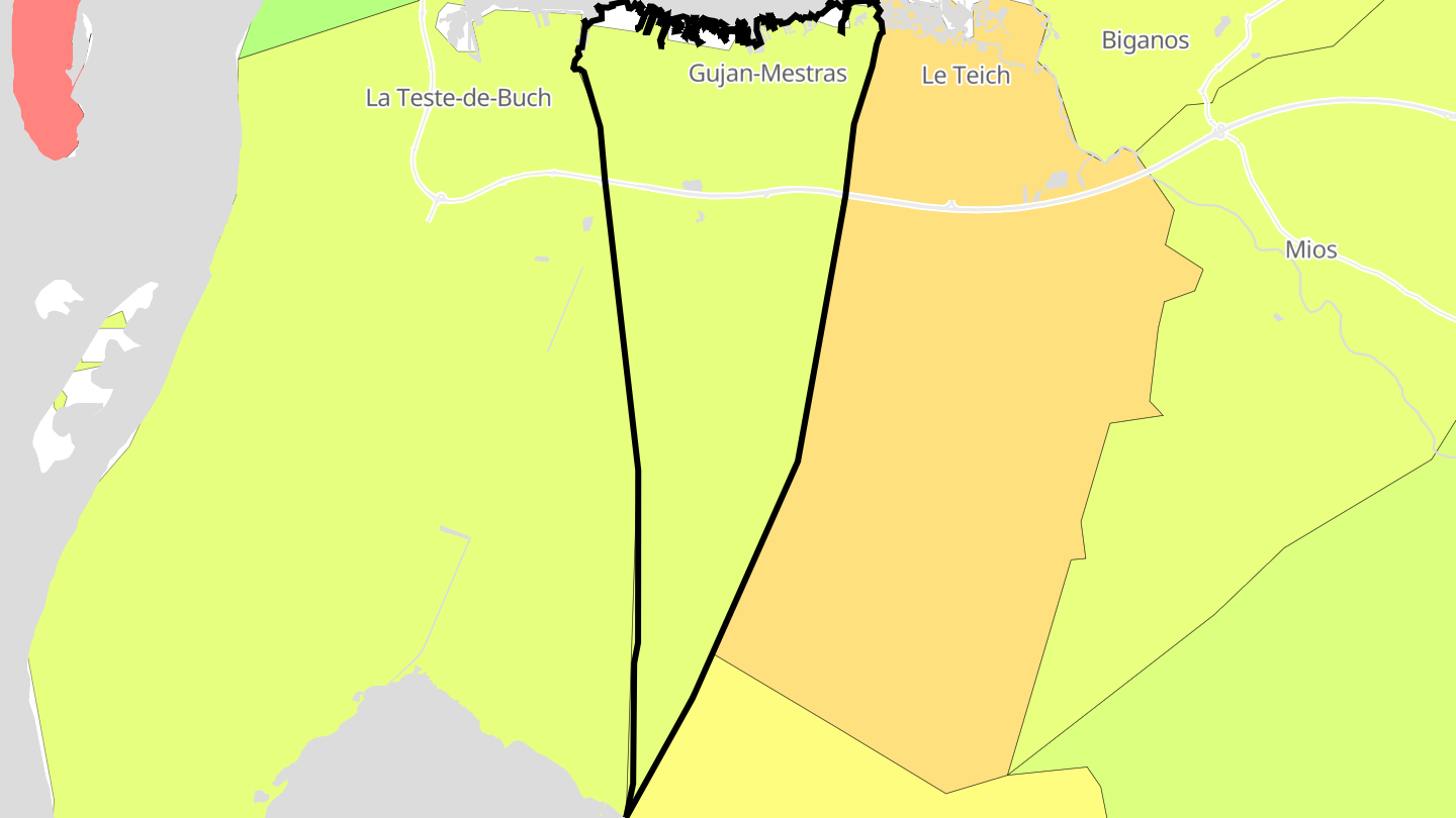 Carte des prix de l'immobilier Gujan-Mestras
