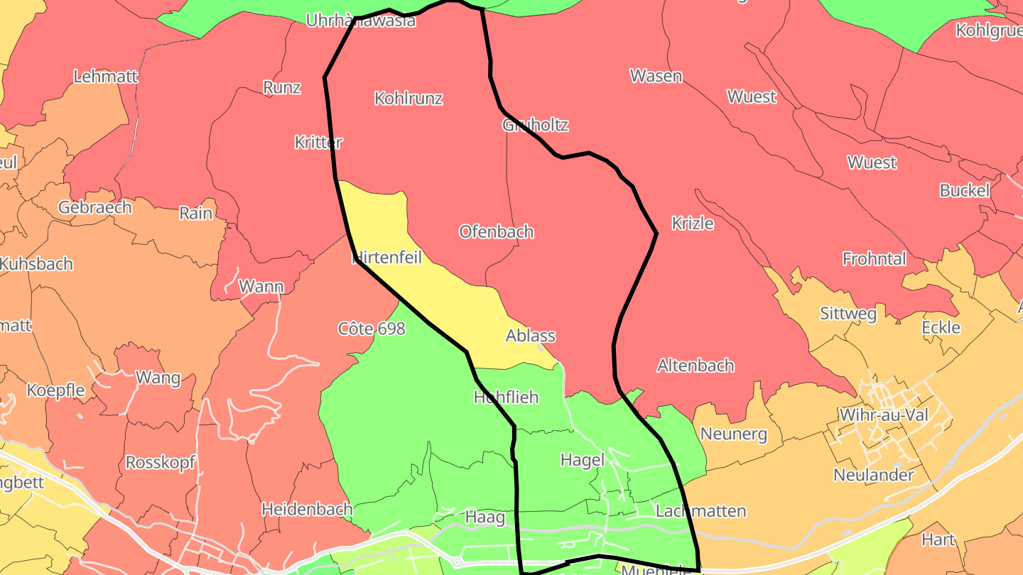 Carte des prix de l'immobilier Gunsbach