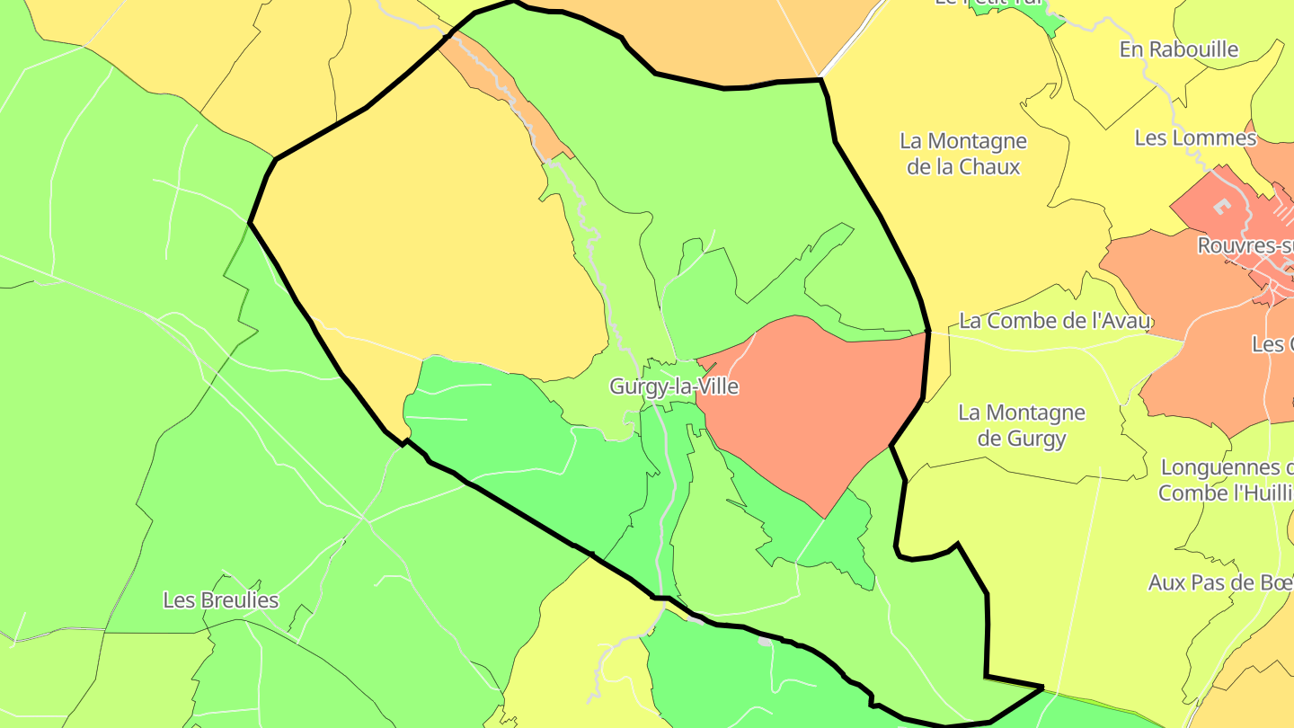 Carte des prix de l'immobilier Gurgy-la-Ville