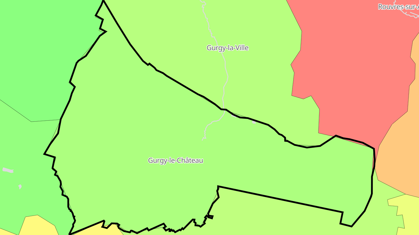 Carte des prix de l'immobilier Gurgy-le-Château