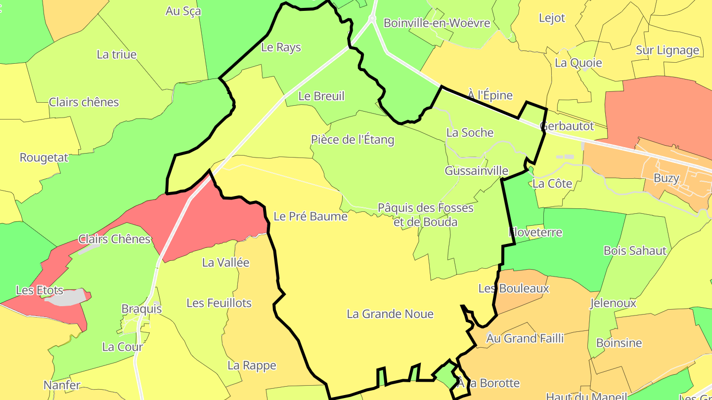 Carte des prix de l'immobilier Gussainville