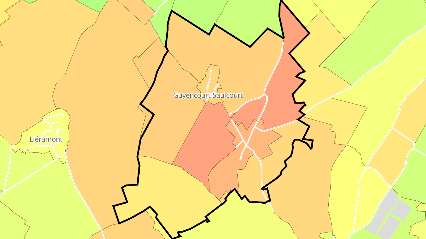 Carte des prix de l'immobilier Guyencourt-Saulcourt