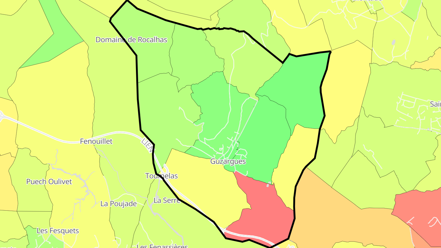 Carte des prix de l'immobilier Guzargues