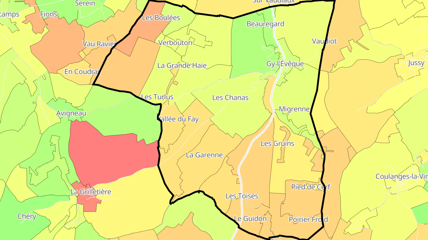 Carte des prix de l'immobilier Gy-l'Évêque