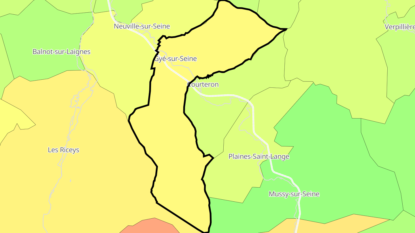 Carte des prix de l'immobilier Gyé-sur-Seine