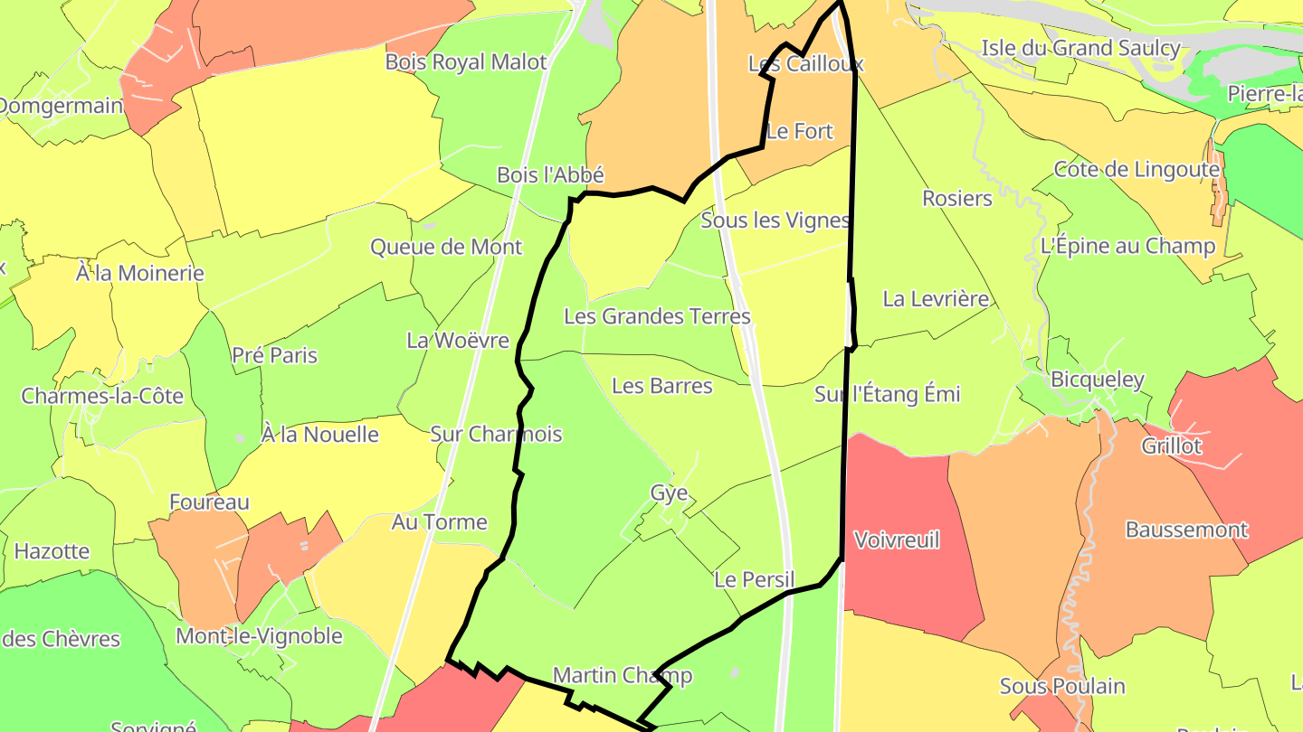 Carte des prix de l'immobilier Gye