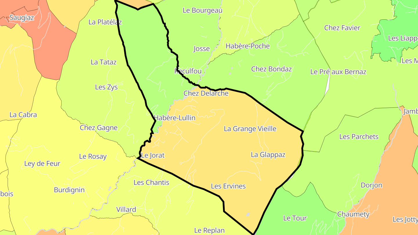Carte des prix de l'immobilier Habère-Lullin