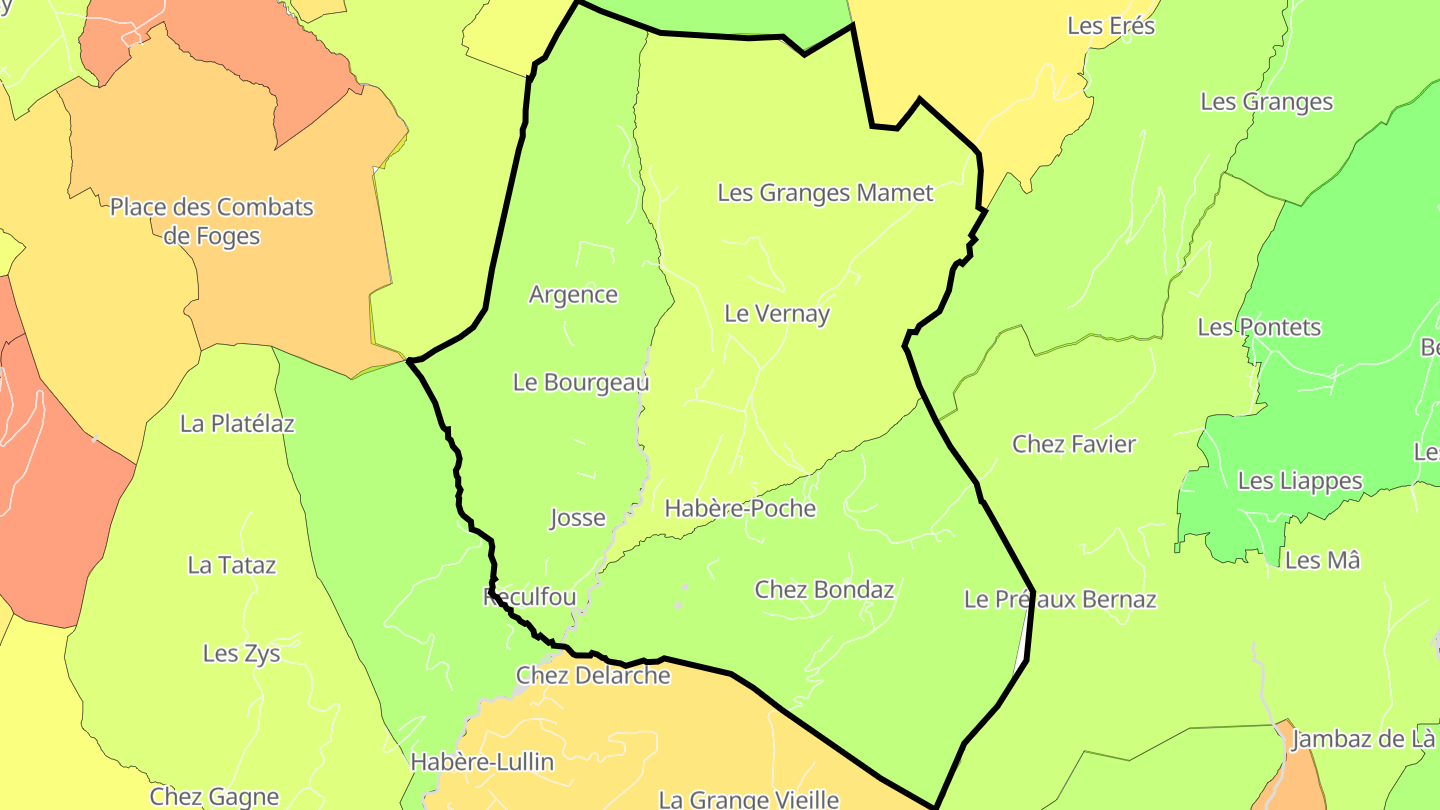 Carte des prix de l'immobilier Habère-Poche