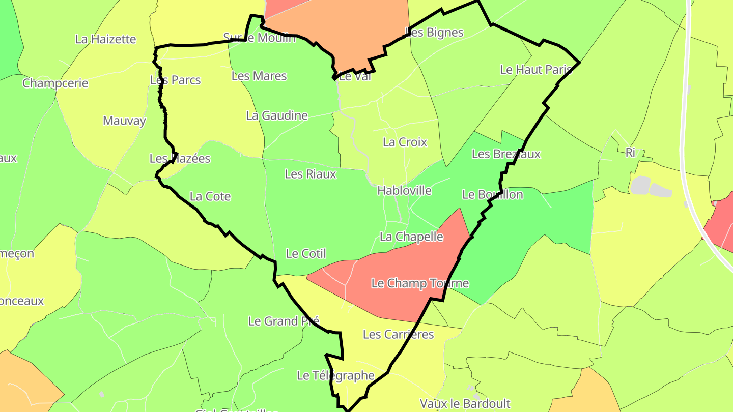 Carte des prix de l'immobilier Habloville