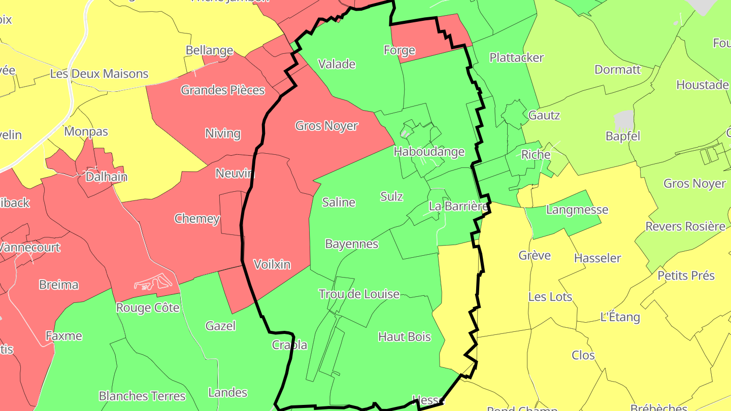 Carte des prix de l'immobilier Haboudange