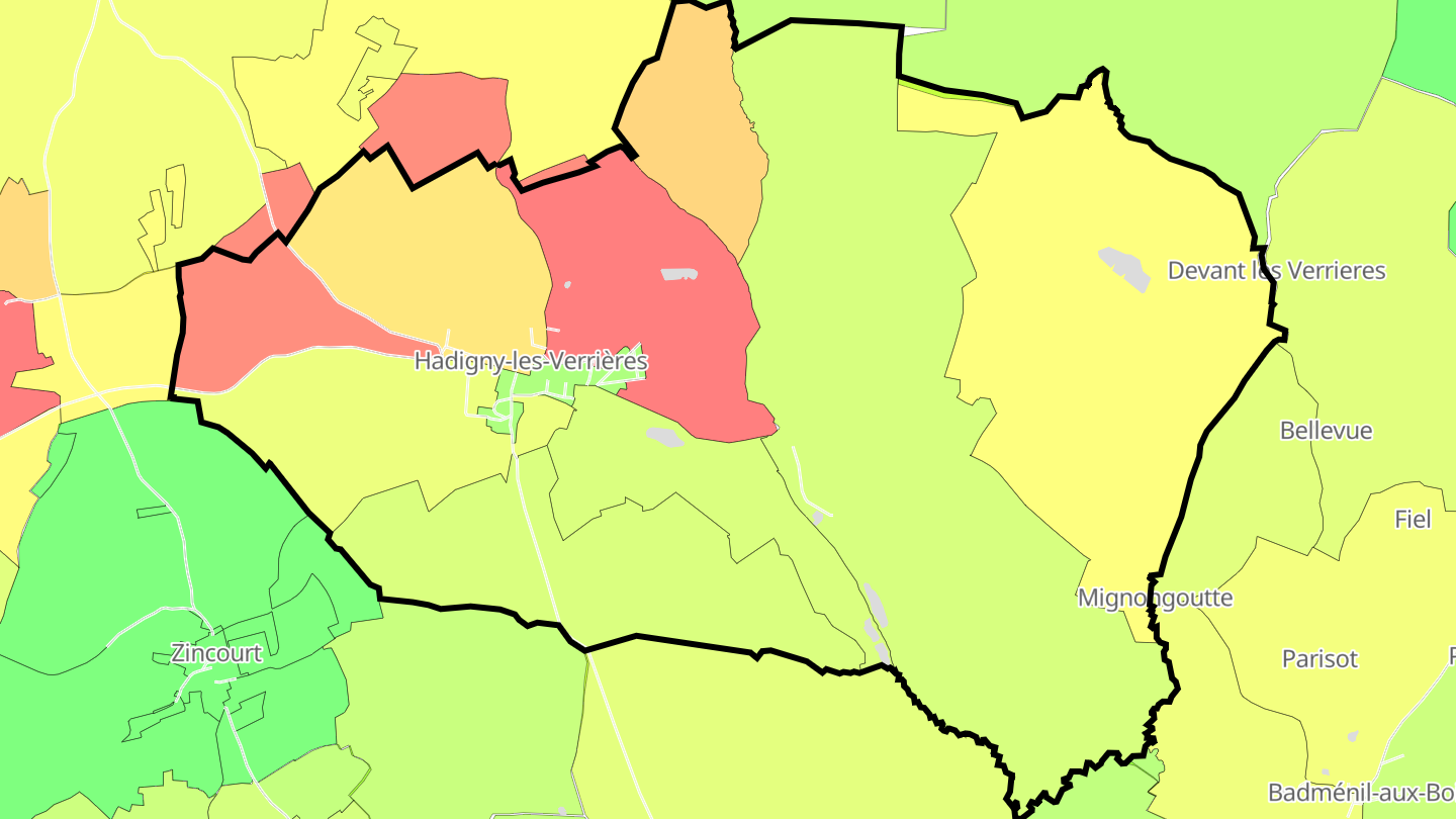 Carte des prix de l'immobilier Hadigny-les-Verrières