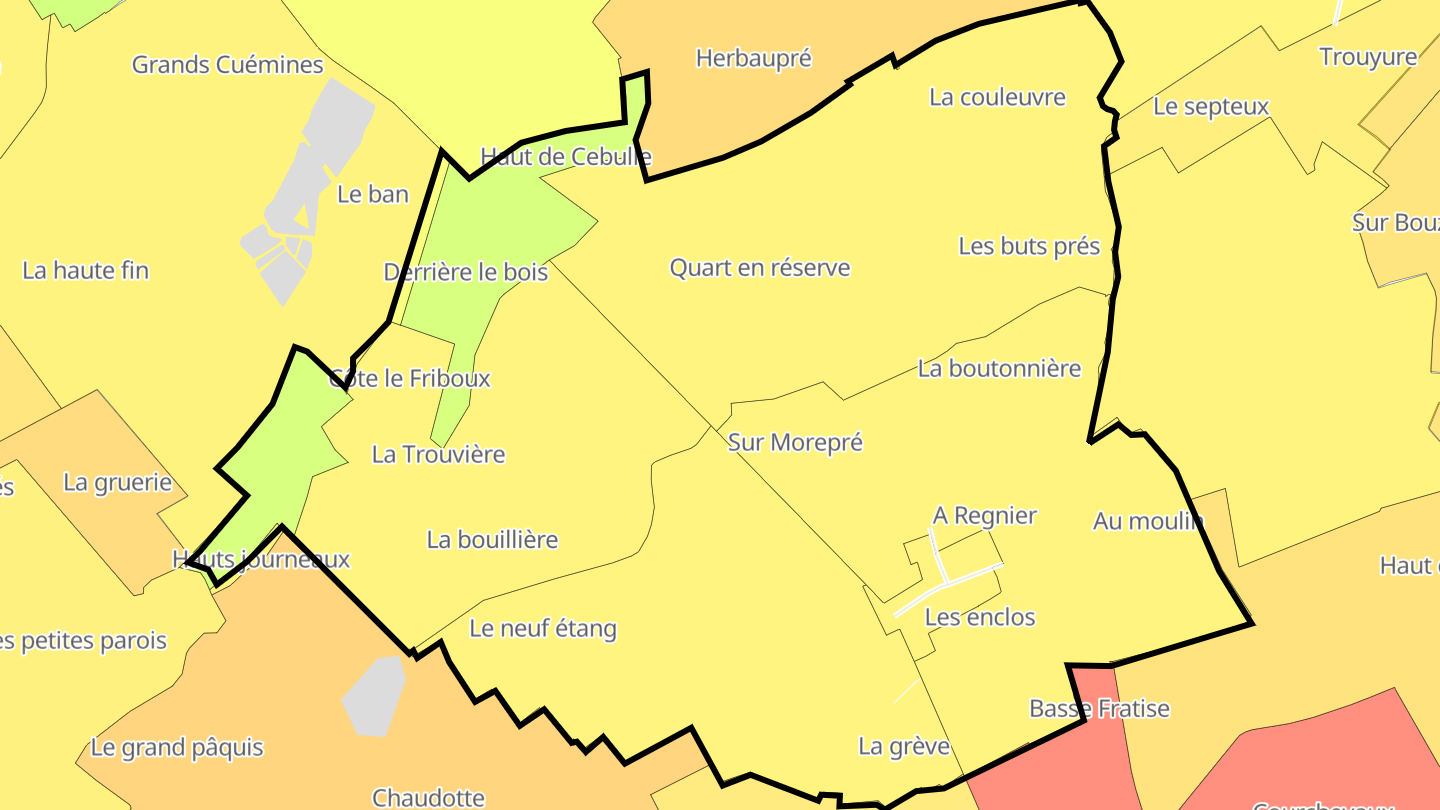 Carte des prix de l'immobilier Hadonville-lès-Lachaussée