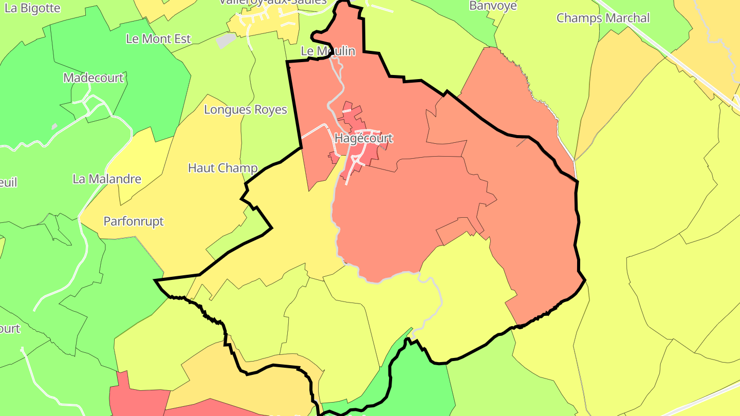 Carte des prix de l'immobilier Hagécourt