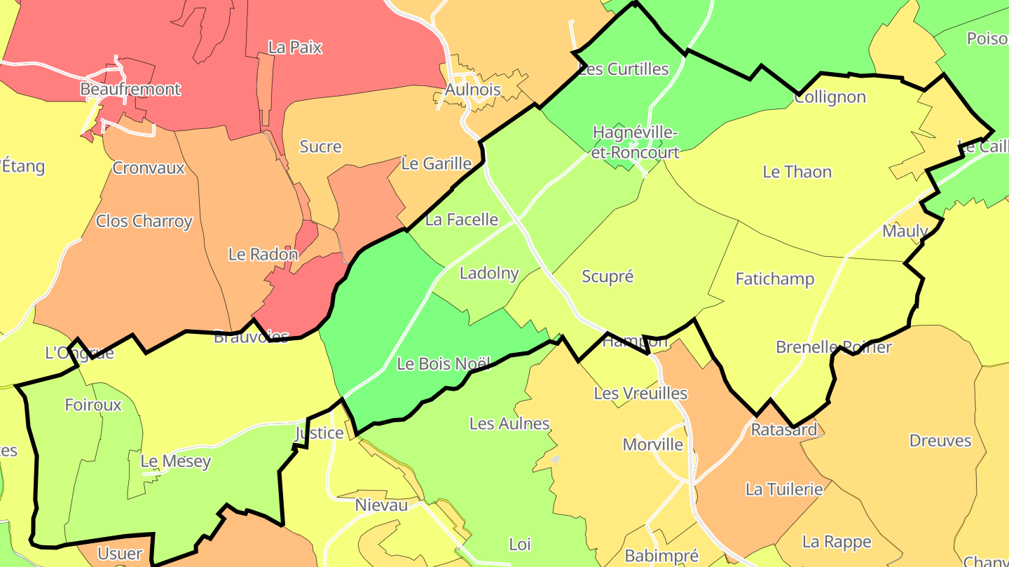Carte des prix de l'immobilier Hagnéville-et-Roncourt