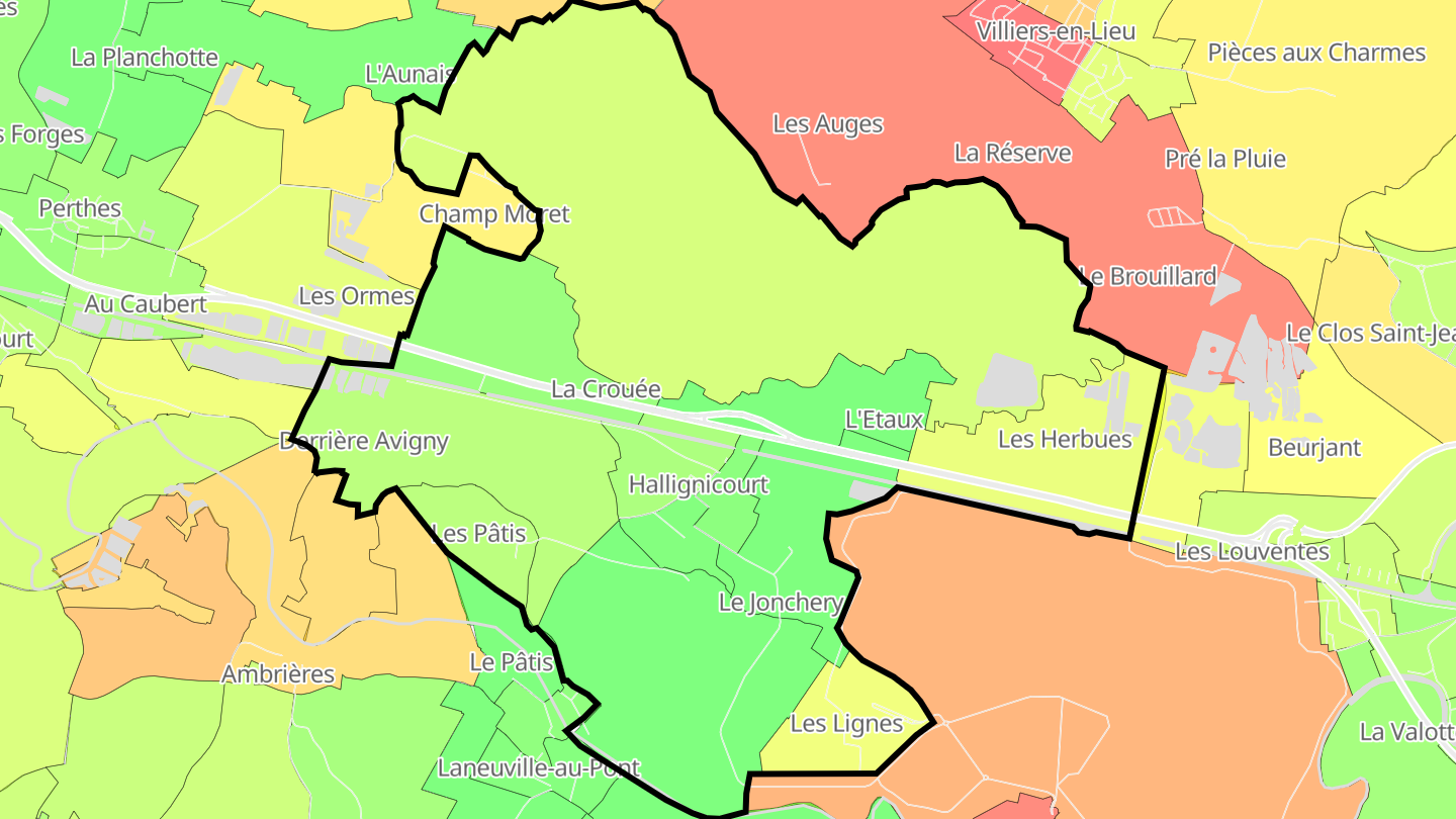 Carte des prix de l'immobilier Hallignicourt