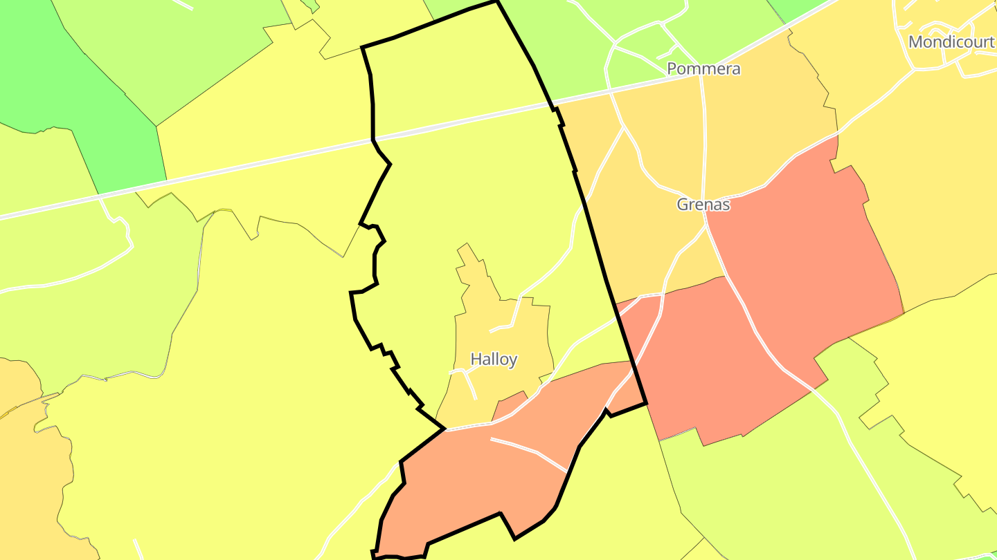 Carte des prix de l'immobilier Halloy