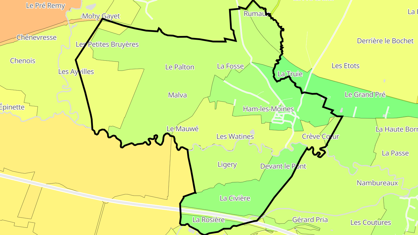 Carte des prix de l'immobilier Ham-les-Moines