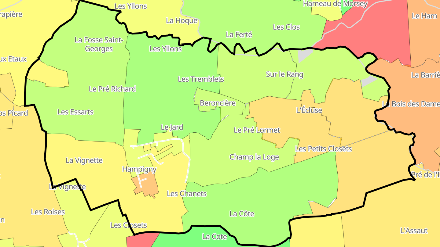 Carte des prix de l'immobilier Hampigny