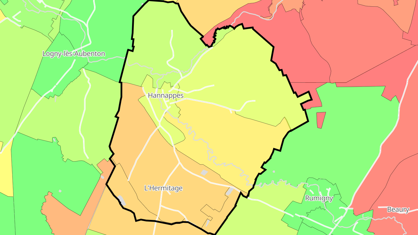 Carte des prix de l'immobilier Hannappes