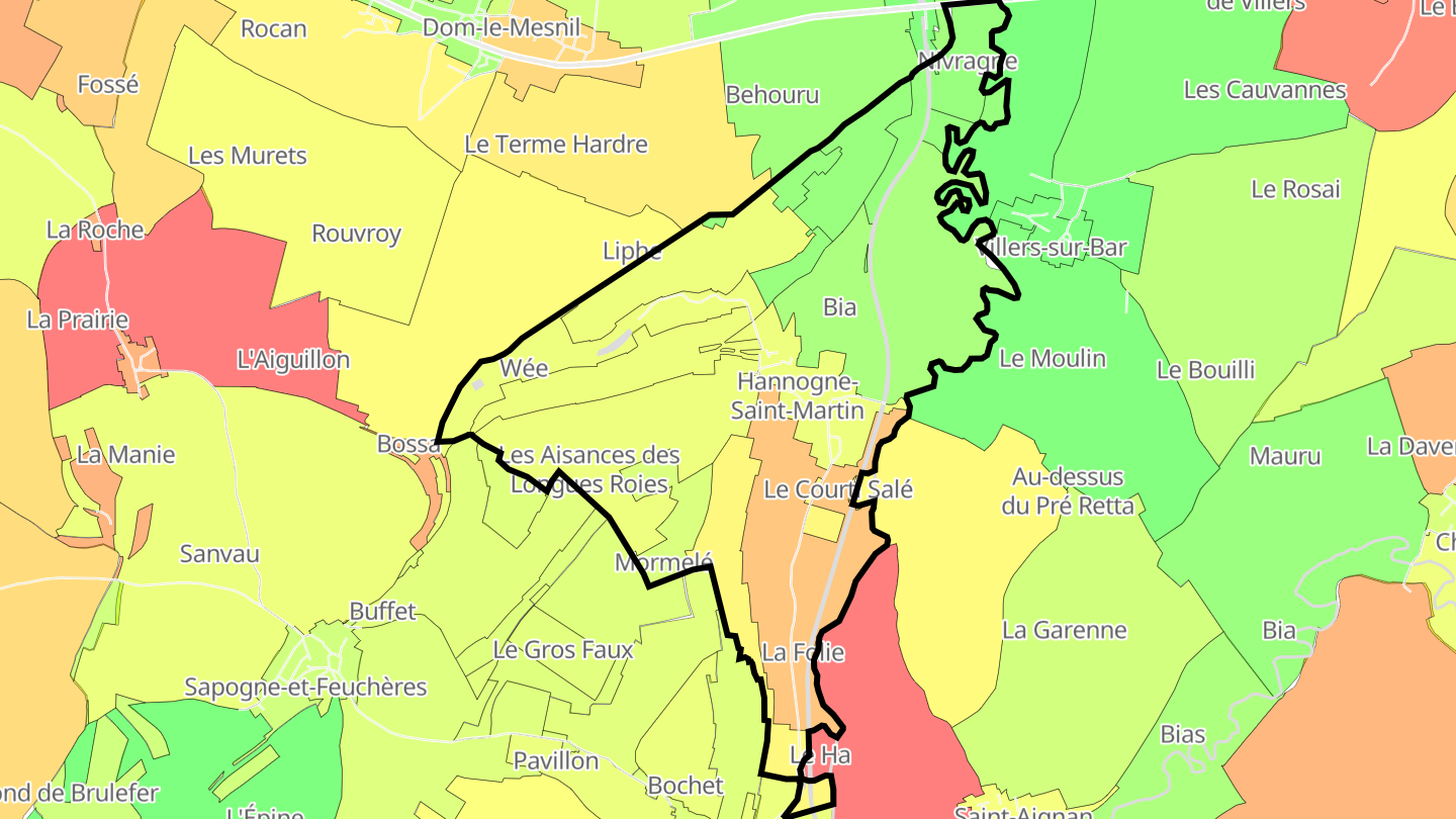 Carte des prix de l'immobilier Hannogne-Saint-Martin