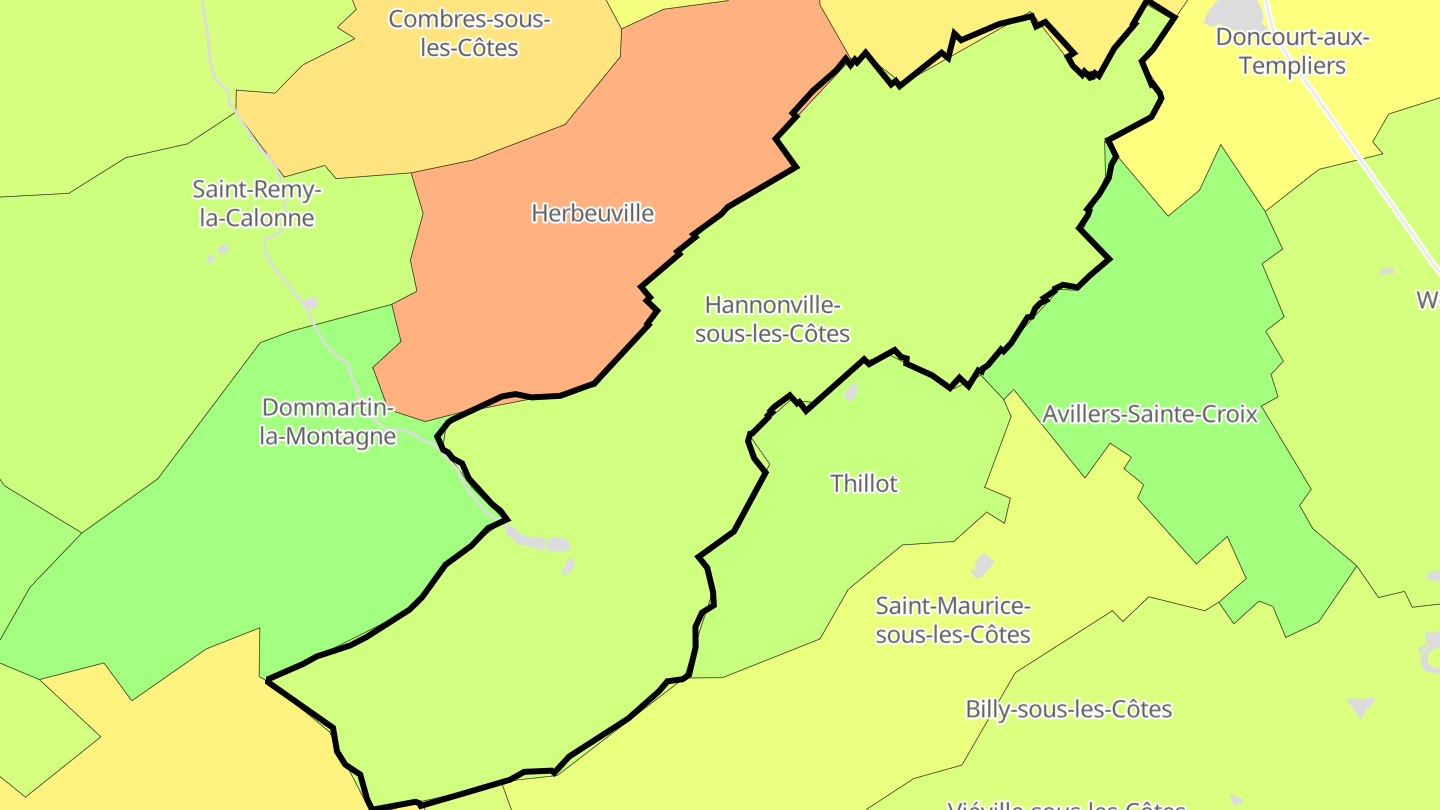 Carte des prix de l'immobilier Hannonville-sous-les-Côtes