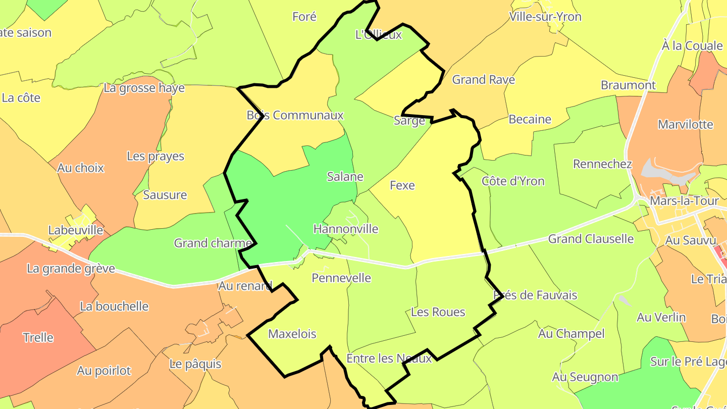 Carte des prix de l'immobilier Hannonville-Suzémont