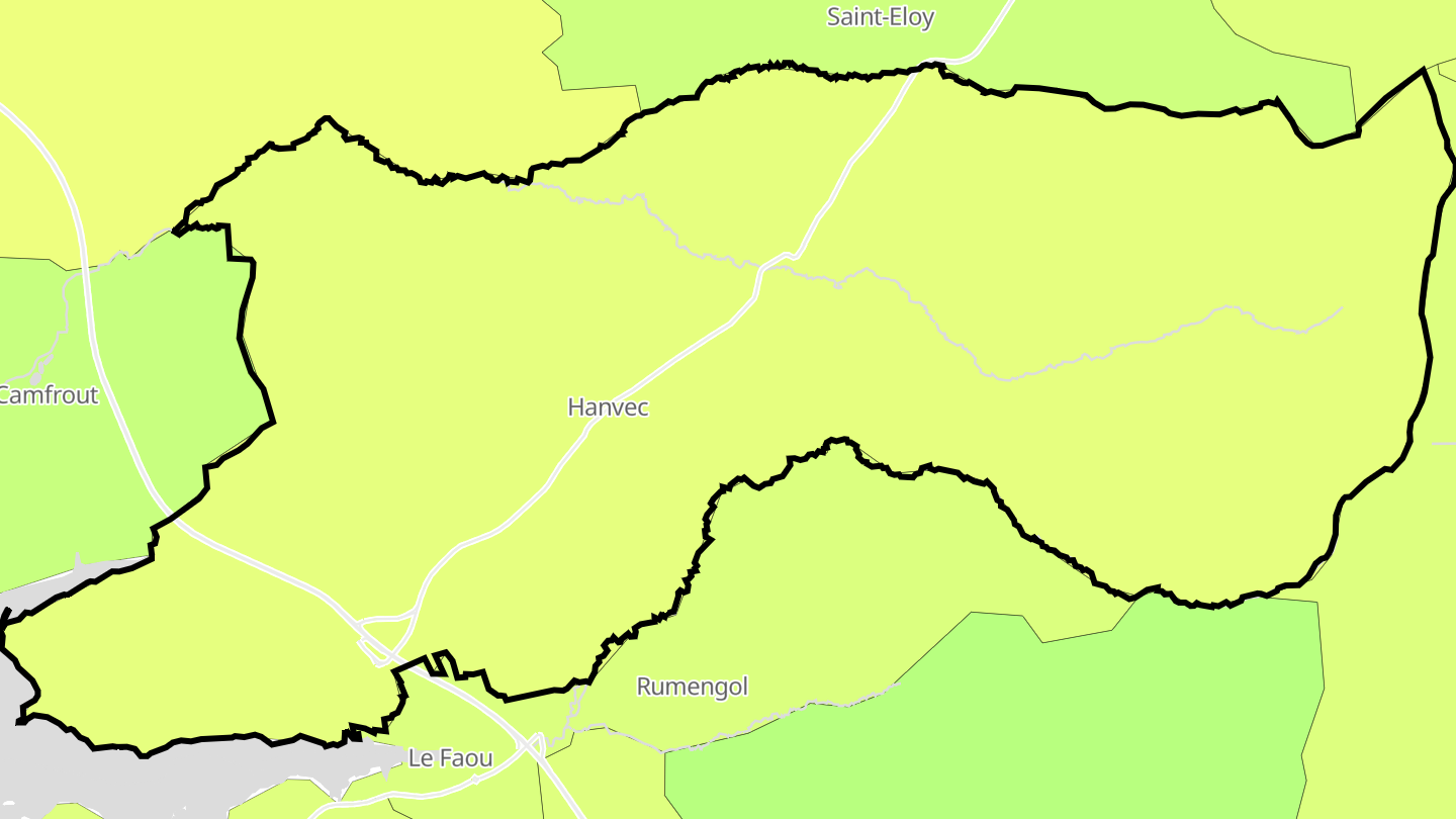 Carte des prix de l'immobilier Hanvec