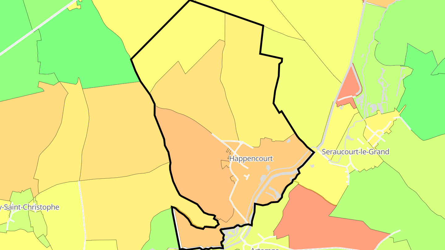 Carte des prix de l'immobilier Happencourt