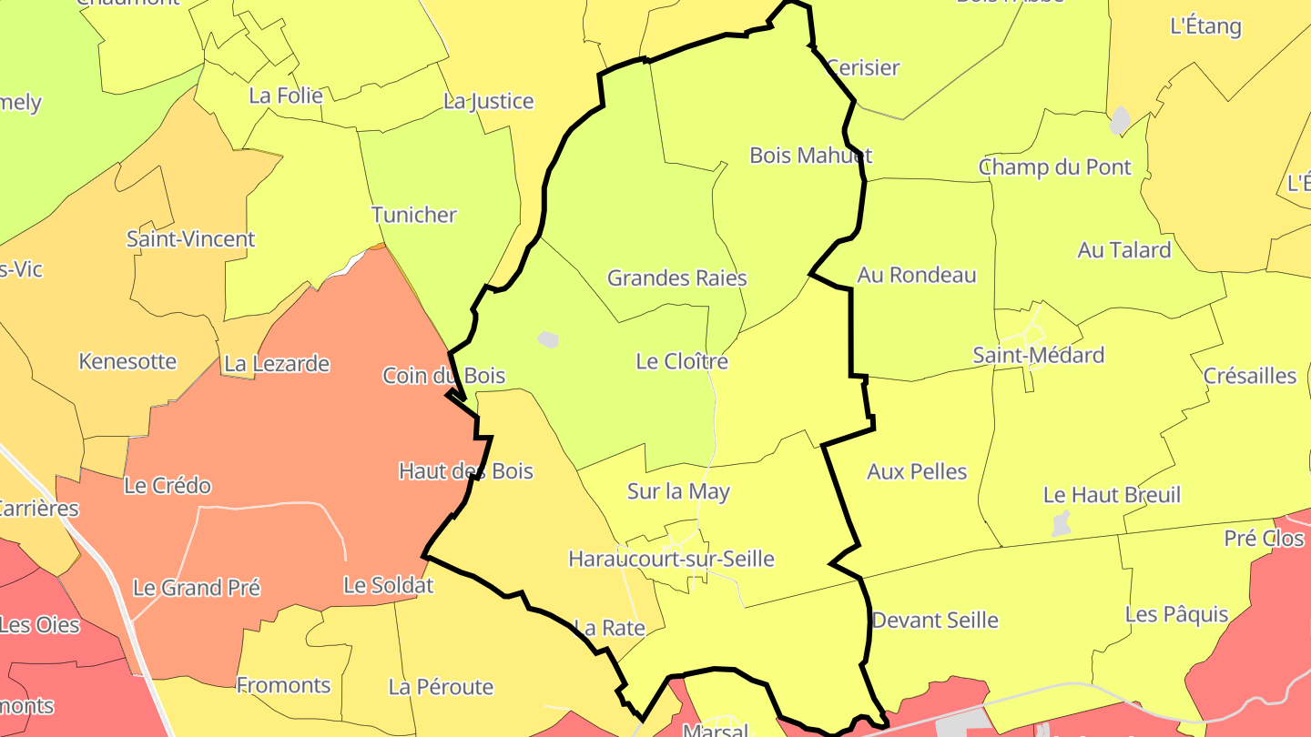 Carte des prix de l'immobilier Haraucourt-sur-Seille