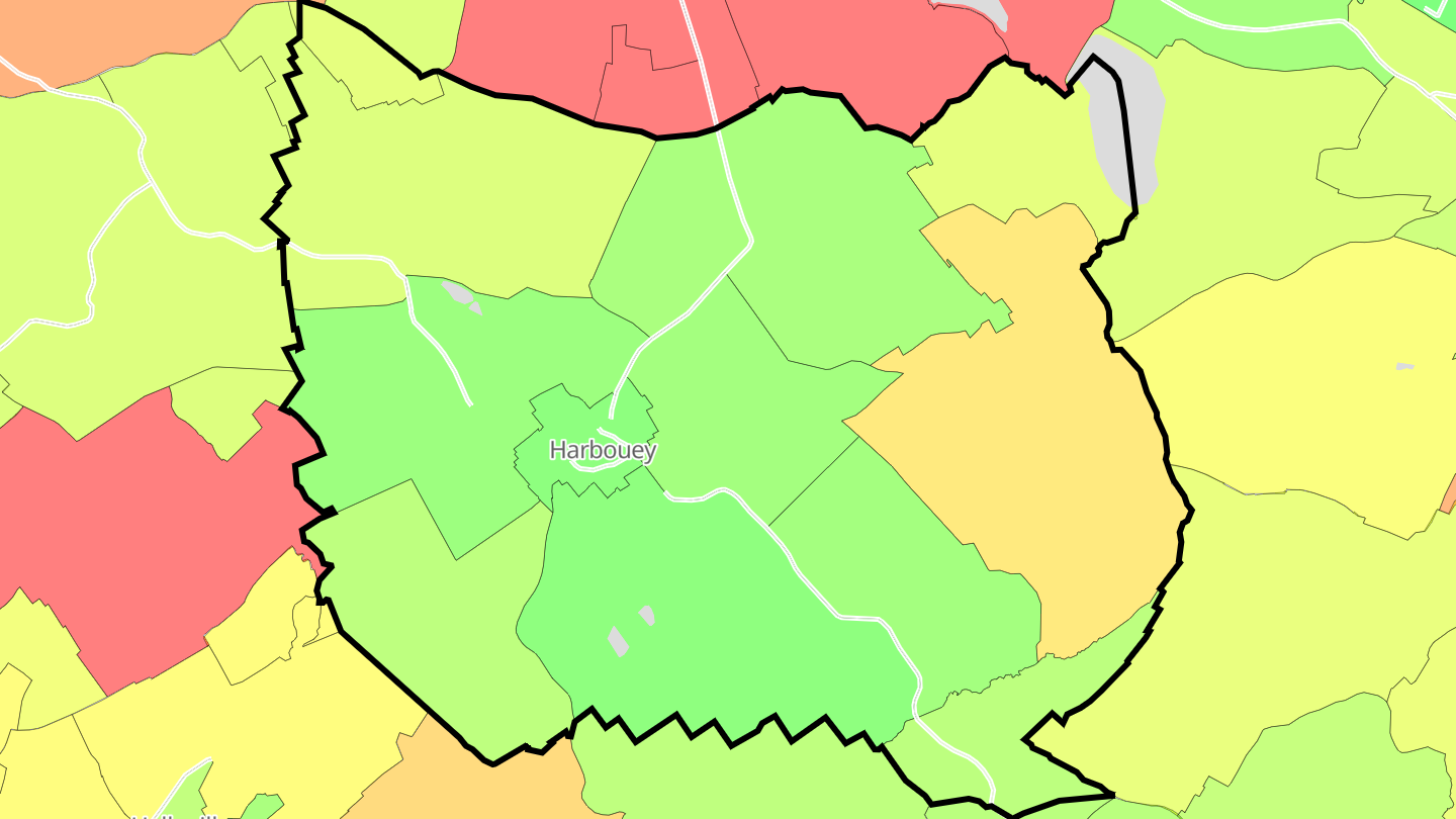 Carte des prix de l'immobilier Harbouey