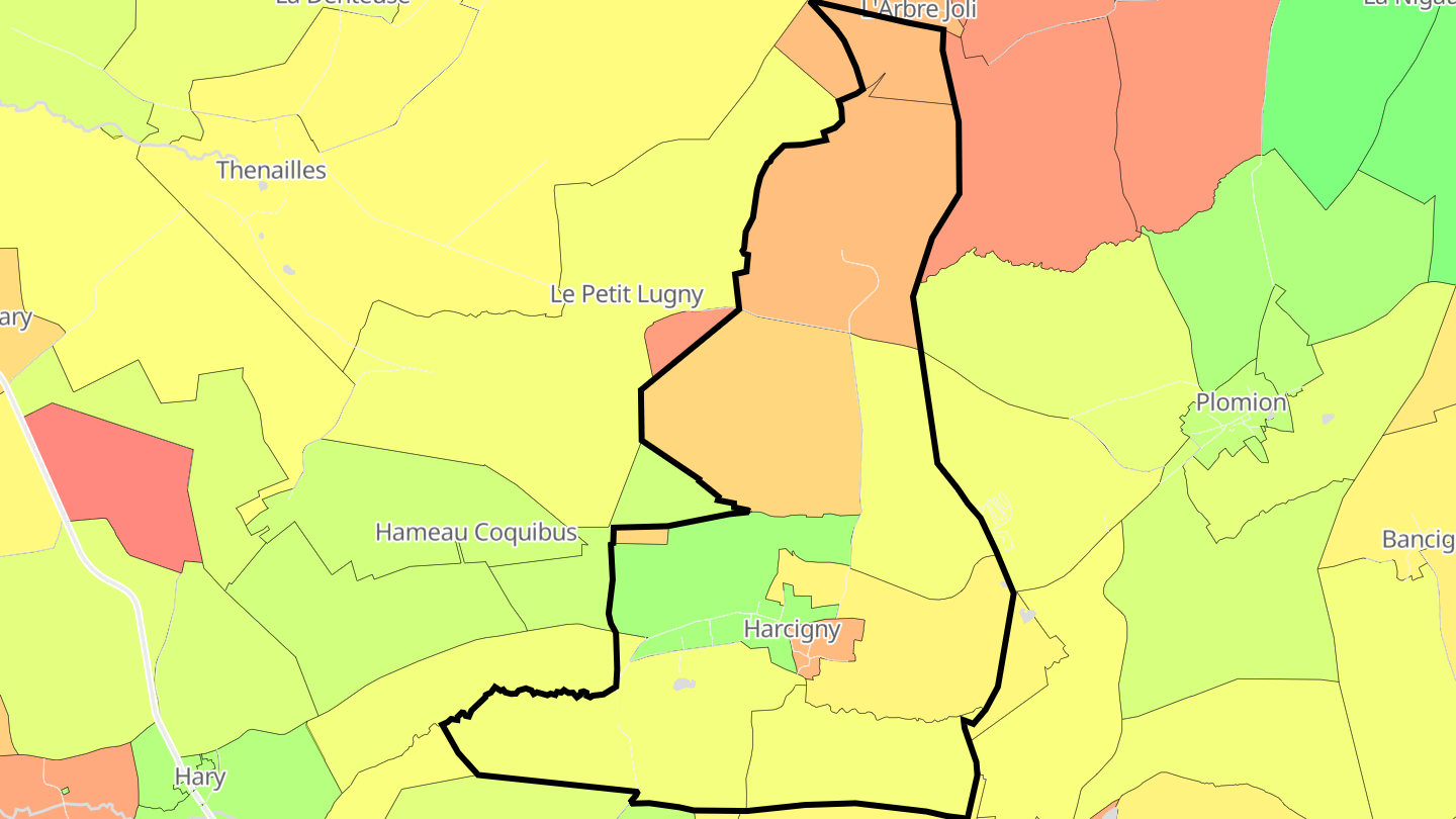 Carte des prix de l'immobilier Harcigny