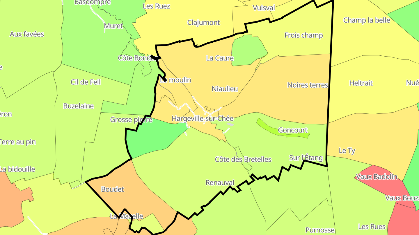 Carte des prix de l'immobilier Hargeville-sur-Chée