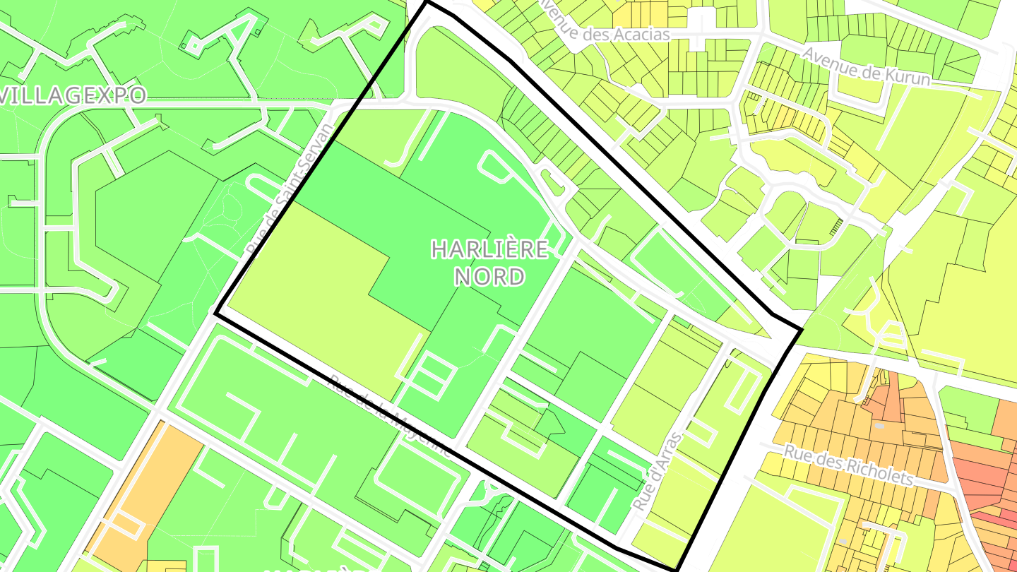 Carte des prix de l'immobilier Harlière Nord